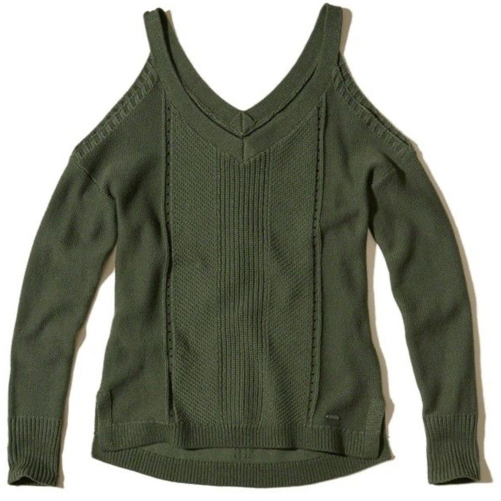 Hollister Dark Green Cable Knit S weater Size Large Soft
